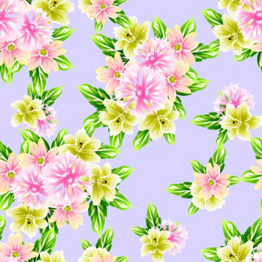 Sorunsuz vintage tarzı çiçek deseni. Renkli çiçek öğeleri