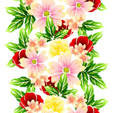 Sorunsuz vintage tarzı çiçek deseni. Renkli çiçek öğeleri