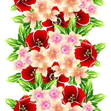 Sorunsuz vintage tarzı çiçek deseni. Renkli çiçek öğeleri