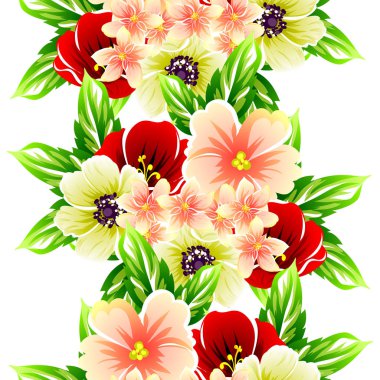 Sorunsuz vintage tarzı çiçek deseni. Renkli çiçek öğeleri