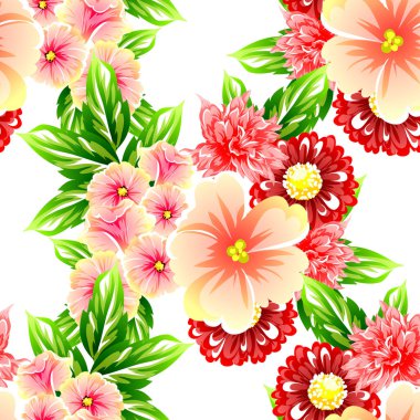 Sorunsuz vintage tarzı çiçek deseni. Renkli çiçek öğeleri