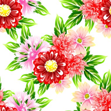 Sorunsuz vintage tarzı çiçek deseni. Renkli çiçek öğeleri