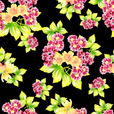 Sorunsuz vintage tarzı çiçek deseni. Renkli çiçek öğeleri