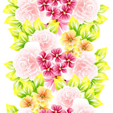 Sorunsuz vintage tarzı çiçek deseni. Renkli çiçek öğeleri