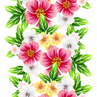 Sorunsuz vintage tarzı çiçek deseni. Renkli çiçek öğeleri