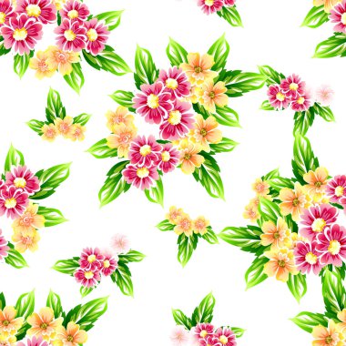 Sorunsuz vintage tarzı çiçek deseni. Renkli çiçek öğeleri