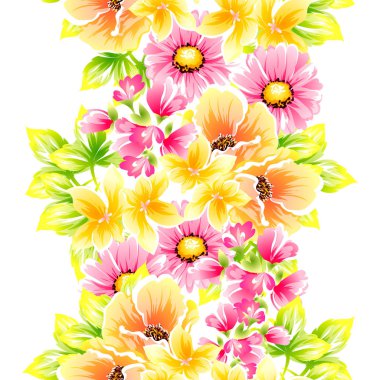 Sorunsuz vintage tarzı çiçek deseni. Renkli çiçek öğeleri