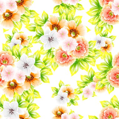 Sorunsuz vintage tarzı çiçek deseni. Renkli çiçek öğeleri