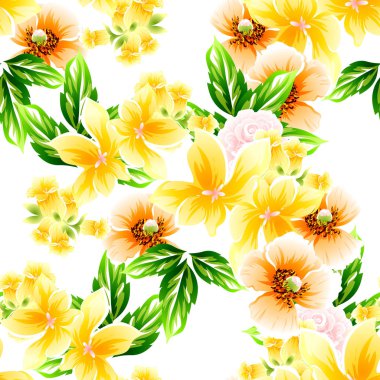 Sorunsuz vintage tarzı çiçek deseni. Renkli çiçek öğeleri