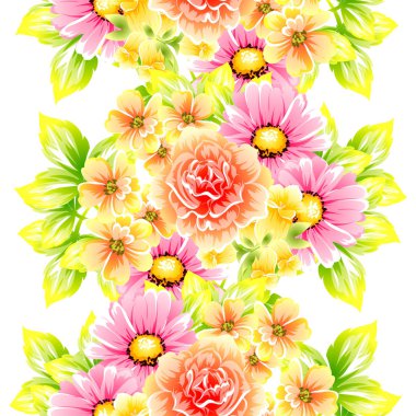 Sorunsuz vintage tarzı çiçek deseni. Renkli çiçek öğeleri