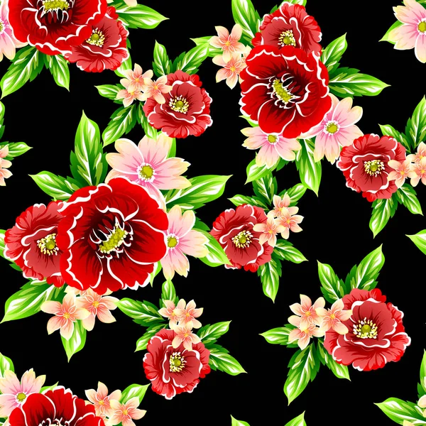 Patrón Flores Estilo Vintage Sin Costuras Elementos Florales Color — Vector de stock