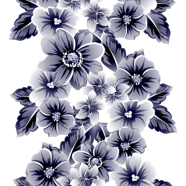Безшовний Вінтажний Орнаментальний Квітковий Візерунок Квіткові Елементи Контуру — стоковий вектор