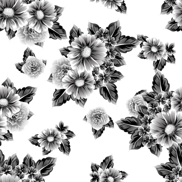 Nahtlose Vintage Stil Verzierte Blumenmuster Florale Elemente Der Kontur — Stockvektor