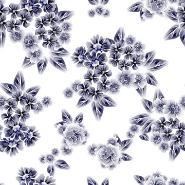Kusursuz eski tarz süslemeli çiçek deseni. Çiçeksel elementler konturda