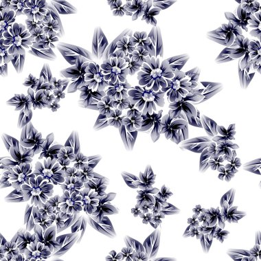 Kusursuz eski tarz süslemeli çiçek deseni. Çiçeksel elementler konturda