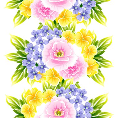 Sorunsuz vintage tarzı çiçek deseni. Renkli çiçek öğeleri