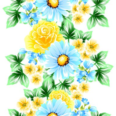 Sorunsuz vintage tarzı çiçek deseni. Renkli çiçek öğeleri