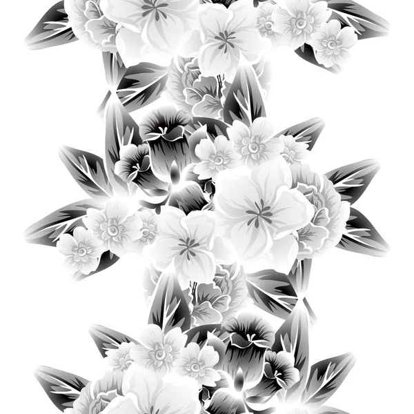 Kusursuz Eski Tarz Süslemeli Çiçek Deseni Çiçeksel Elementler Konturda — Stok Vektör