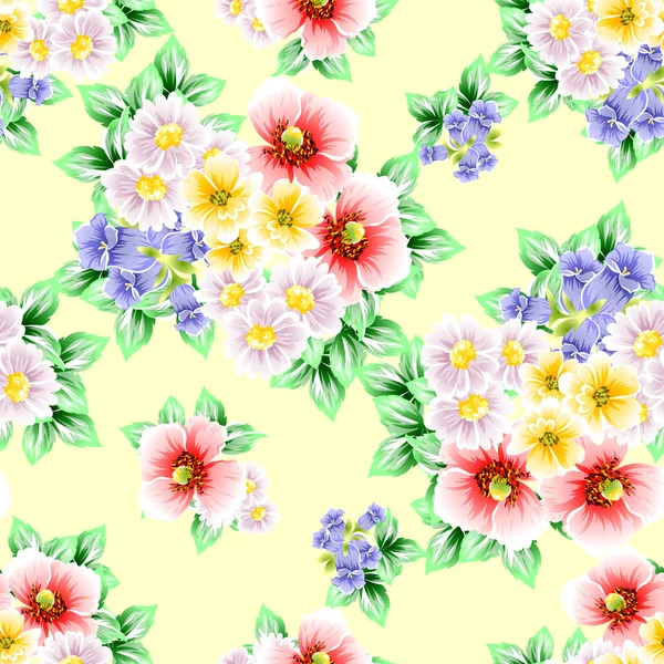 Naadloze Vintage Stijl Bloemenpatroon Floral Elementen Kleur — Stockvector