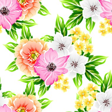 Sorunsuz vintage tarzı çiçek deseni. Renkli çiçek öğeleri