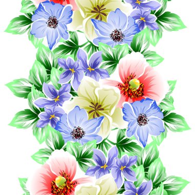 Sorunsuz vintage tarzı çiçek deseni. Renkli çiçek öğeleri