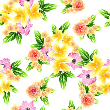 Sorunsuz vintage tarzı çiçek deseni. Renkli çiçek öğeleri