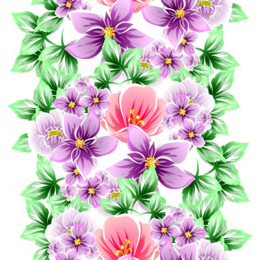 Sorunsuz vintage tarzı çiçek deseni. Renkli çiçek öğeleri