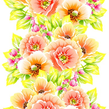 Sorunsuz vintage tarzı çiçek deseni. Renkli çiçek öğeleri