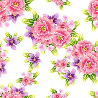 Sorunsuz vintage tarzı çiçek deseni. Renkli çiçek öğeleri