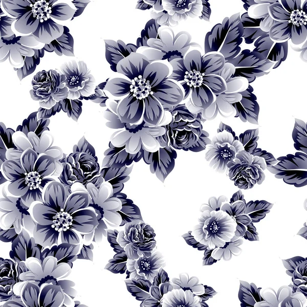 Nahtlose Blumenmuster Vintage Stil Blütenelemente — Stockvektor