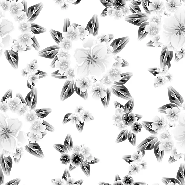 Sorunsuz Vintage Tarzı Çiçek Deseni Beyaz Çiçek Öğeleri — Stok Vektör