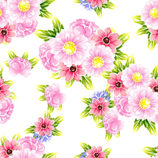 Naadloze Vintage Stijl Bloemenpatroon Floral Elementen Kleur — Stockvector