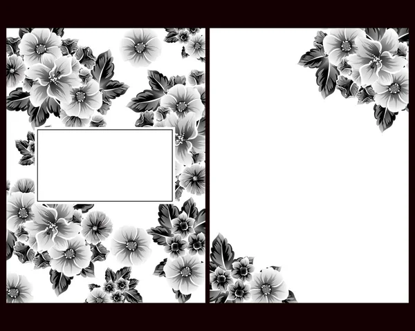 Conjunto Tarjetas Boda Flores Estilo Vintage Elementos Marcos Florales — Vector de stock