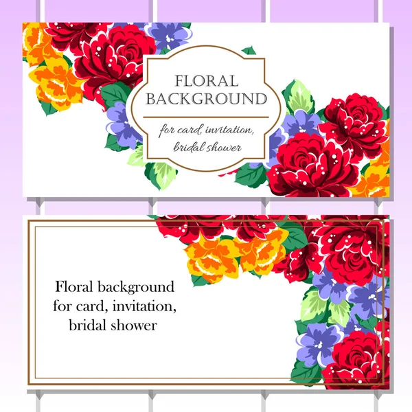 Vintage Stylu Zestaw Kart Ślubnych Kwiat Elementy Kwiatowe Kolorze — Wektor stockowy
