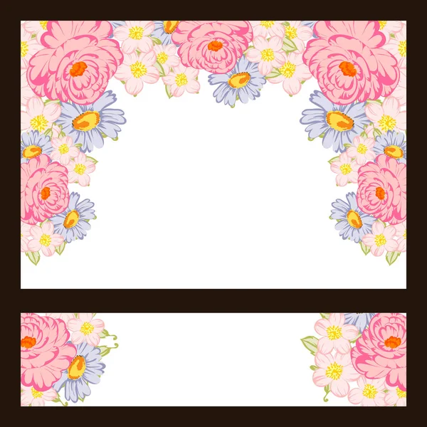 Set Carte Sposa Stile Vintage Elementi Floreali Colori — Vettoriale Stock