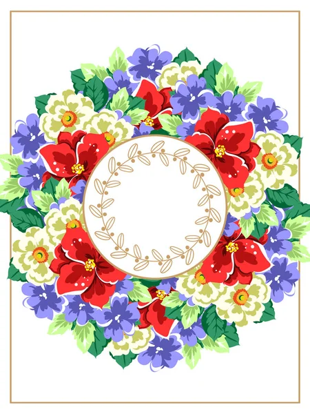 Tarjeta Flores Ornamentada Estilo Vintage Elementos Florales Color — Vector de stock