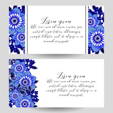 Klasik çiçek düğün kartları seti. Çiçek elementleri ve çerçeveleri.