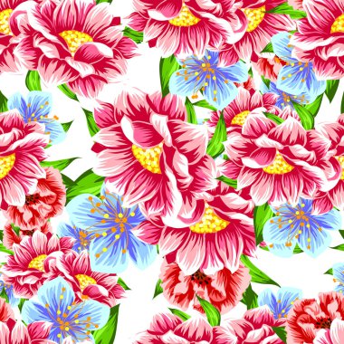 Sorunsuz vintage tarzı çiçek deseni. Renkli çiçek öğeleri