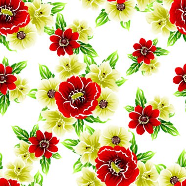 Sorunsuz vintage tarzı çiçek deseni. Renkli çiçek öğeleri