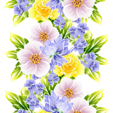 Sorunsuz vintage tarzı çiçek deseni. Renkli çiçek öğeleri