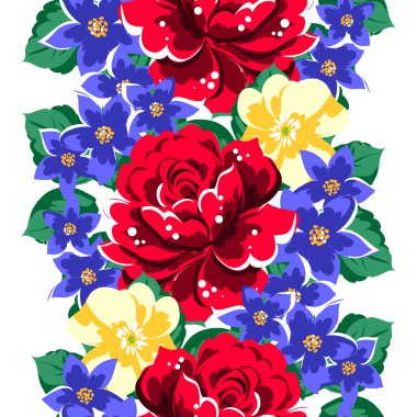 Sorunsuz vintage tarzı çiçek deseni. Renkli çiçek öğeleri