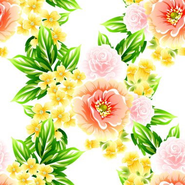 Sorunsuz vintage tarzı çiçek deseni. Renkli çiçek öğeleri