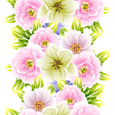 Sorunsuz vintage tarzı çiçek deseni. Renkli çiçek öğeleri