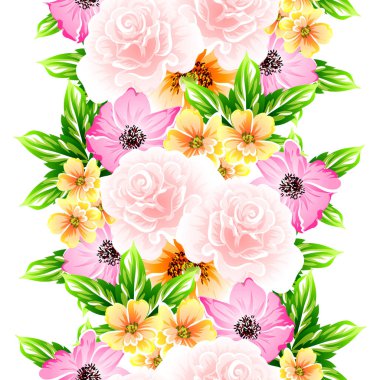 Sorunsuz vintage tarzı çiçek deseni. Renkli çiçek öğeleri