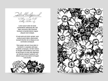 Klasik çiçek düğün kartları seti. Çiçek elementleri ve çerçeveleri.