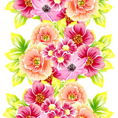 Sorunsuz vintage tarzı çiçek deseni. Renkli çiçek öğeleri