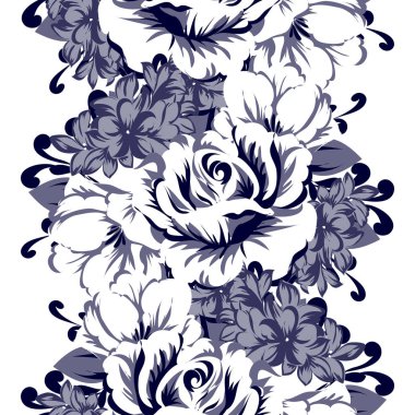 Sorunsuz vintage tarzı çiçek deseni. Beyaz çiçek öğeleri.