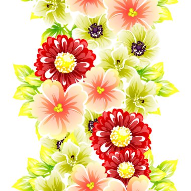 Sorunsuz vintage tarzı çiçek deseni. Renkli çiçek öğeleri