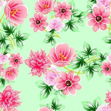 Sorunsuz vintage tarzı çiçek deseni. Renkli çiçek öğeleri