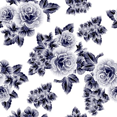 Sorunsuz vintage tarzı çiçek deseni. Beyaz çiçek öğeleri.